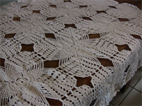 Crochet Handmade Tablecloth, white Square 49" x 49" 