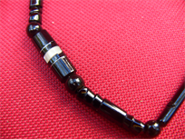 Black Coral Bracelet, horn and sterling inlays