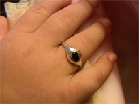 Pure Silver and Black Coral Ring, fine silver .999+, size 4.5