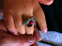 Queen Conch and Red Coral ring in pure silver