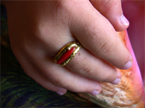 Beautiful Italian red coral ring on 24k pure gold